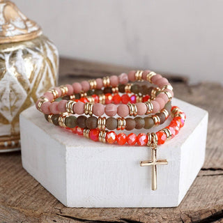 Cross Bracelet Stack Set – Desert Faith Stack - 3 colorways