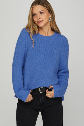 Cozy Round Neck Sweater – Diva Blue