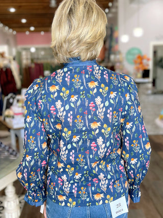 Meadow & Denim Floral Blouse | THML 100% Cotton Top
