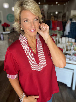 The Fine Line Top in Burgundy