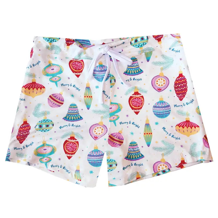 Merry & Bright Ornaments Pajama Shorts