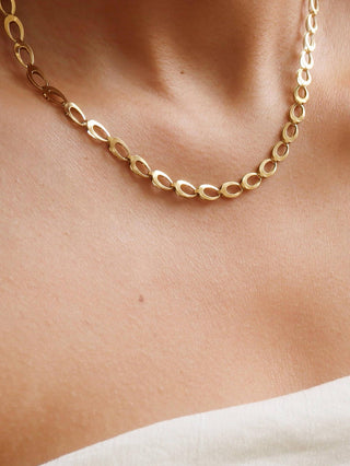 Thessaly 18K Gold Non-Tarnish Oval Link Chain Necklace