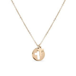 Stainless Steel Cutout 2 Piece Cross Necklace