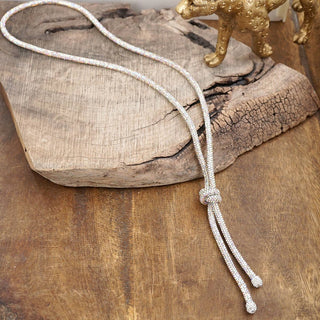 Moonlight Knot – Rhinestone Knotted Rope Tassel Necklace