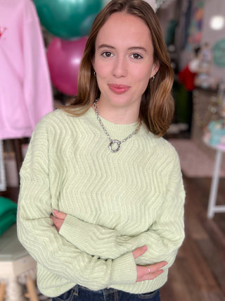 Zigzag Sweater in Lime