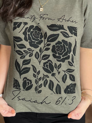 Beauty from Ashes Tee in Heather Olive