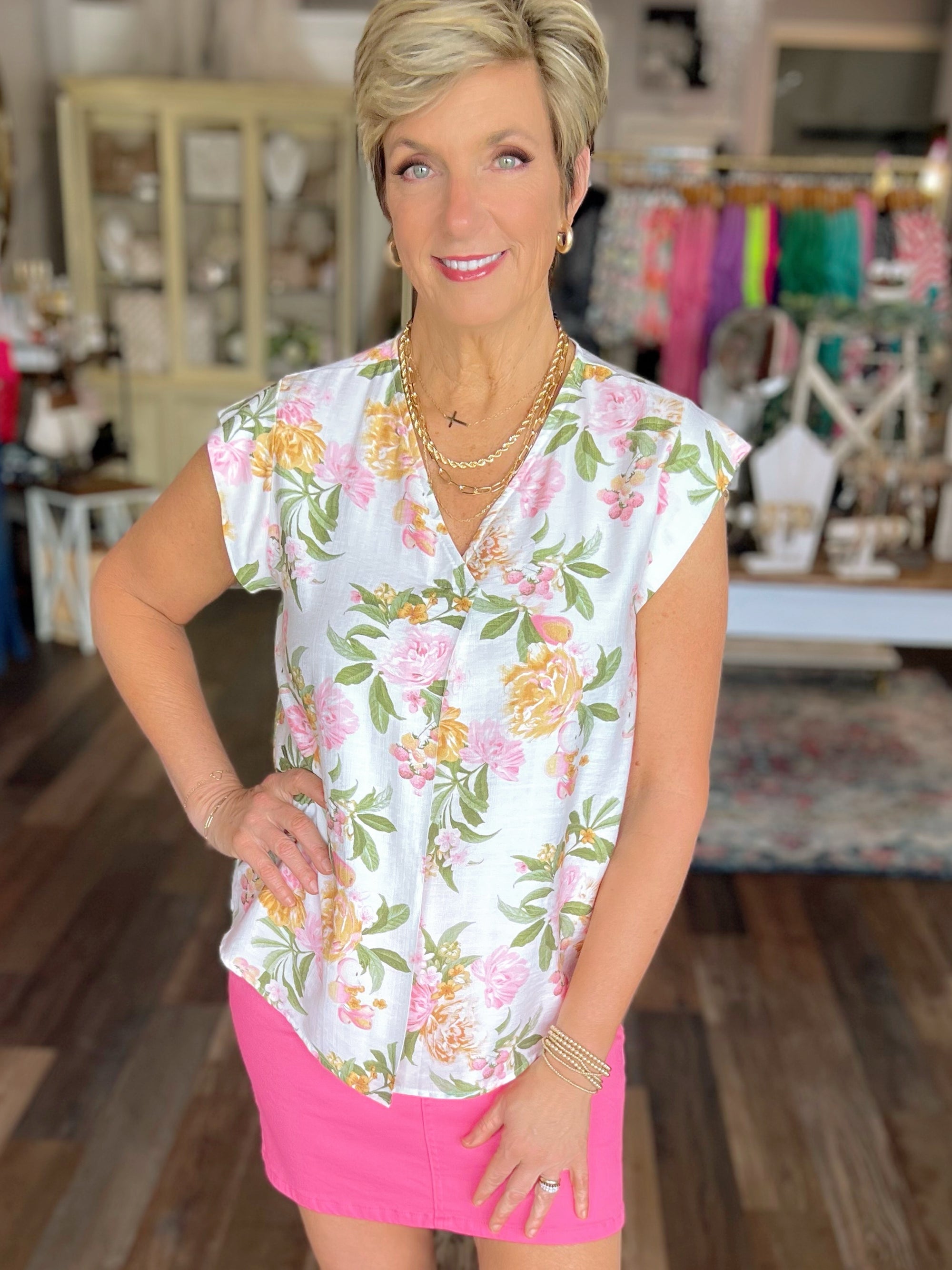 Shades of Soft Floral Print Top