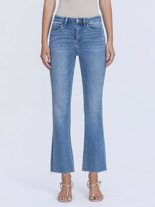 Clean Cut Raw Hem Crop Flare Jeans by Flying Monkey