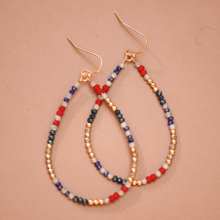 Patriotic Beaded Teardrop Earrings