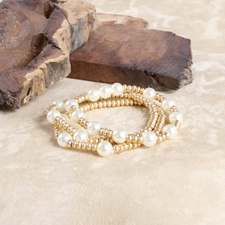 Pearls and Gold Beads Classic Bracelet Set