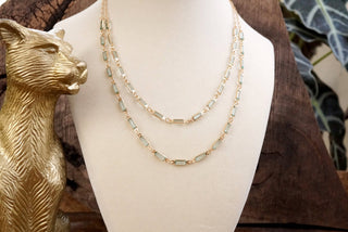 Twice the Sparkle – Double Layer Baguette Crystal Necklace in Gold Tone