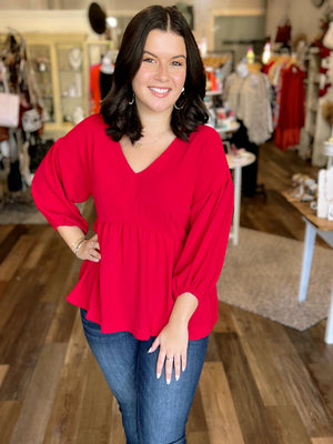 V Neck Babydoll Top