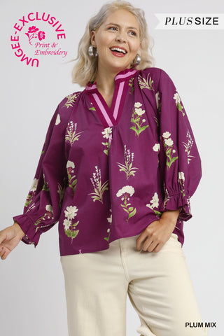 Plum Perfect Floral Blouse — Curvy