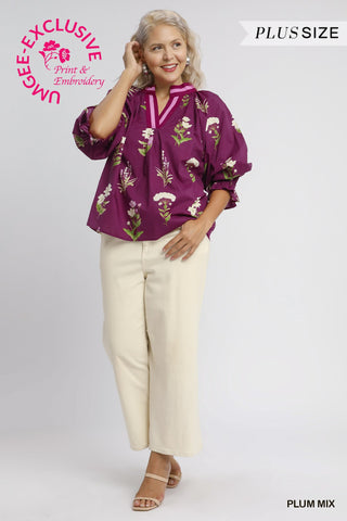 Plum Perfect Floral Blouse — Curvy