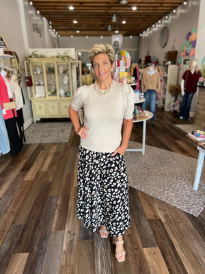 Black Leopard Print Skirt