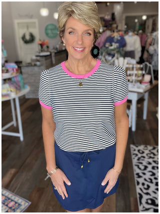 Off the Cuff Short Sleeve Striped Top