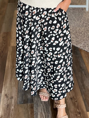 Black Leopard Print Skirt