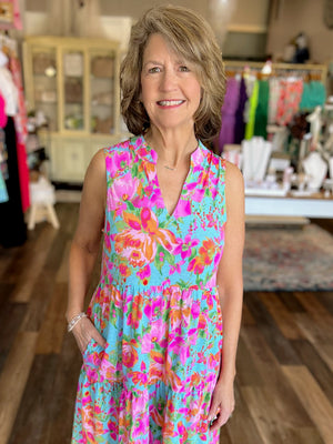 Vacay Ready Floral Print Sleeveless Dress