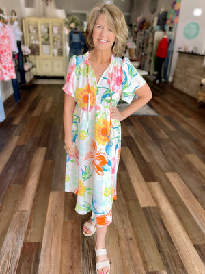 Sweet Florals of Spring Tie Front Dress