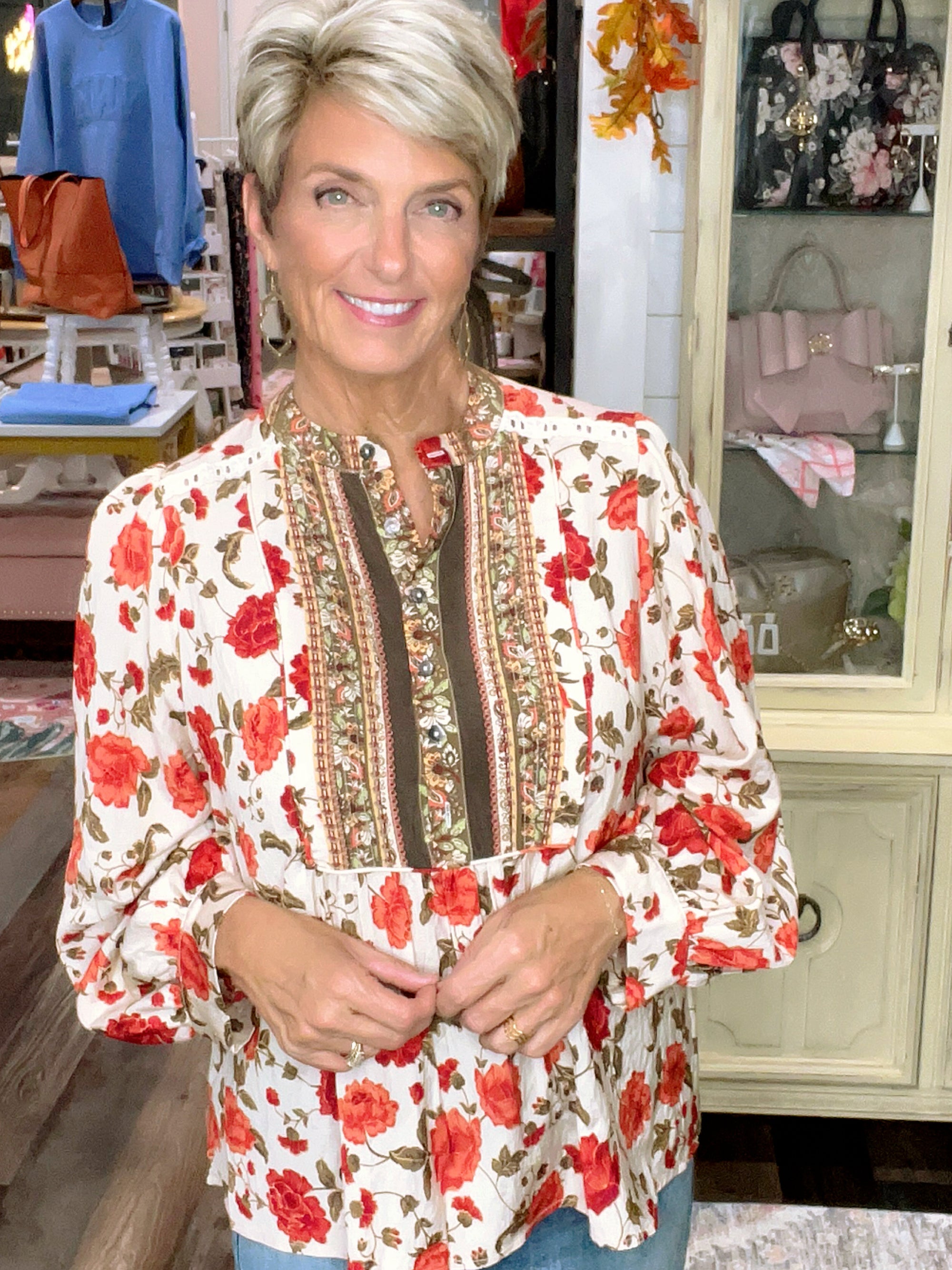 Pintuck Lace Trim Blouse
