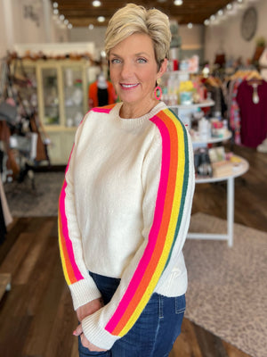 Colorful Striped Sleeve Sweater