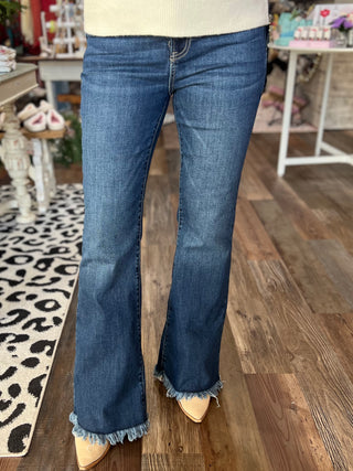 Raw Hem Flare Jeans