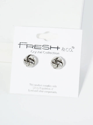 Textured Metal 9mm Love Knot Stud Earrings