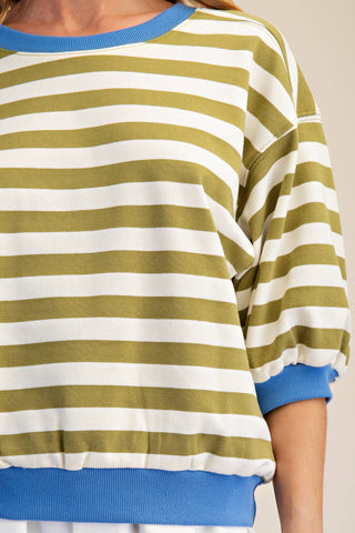 Round Neck Bubble Sleeve Sweatshirt