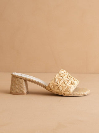 The Winona | Natural Woven Raffia Block Heel