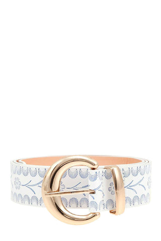 Sea Shell and Flower Design Faux Leather Belt