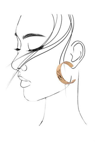 Hammered Wide Hoop Earrings 1.5 inch