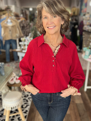 Luxe Details Blouse in Burgundy