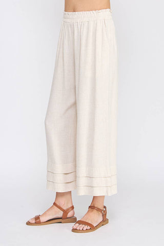 Elastic Ruffle Waist Ankle Pants