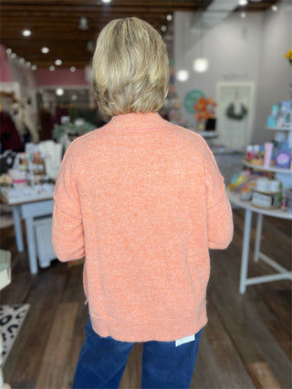 Mock Neck Exposed Seaming Detailed Sweater in Pumpkin