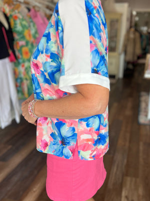Watercolor Floral Short Sleeve Top