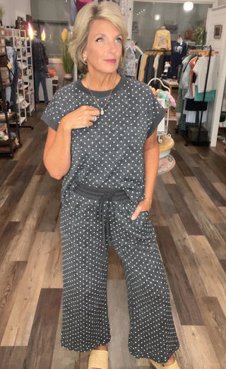 Charcoal Polka Dot Scuba Set