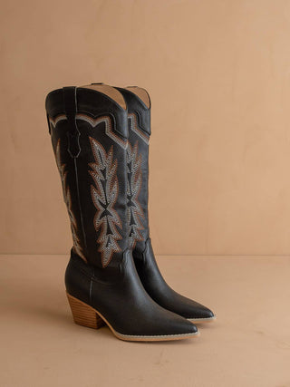 The Ainsley Black | Embroidered Cowboy Fall Western Boot