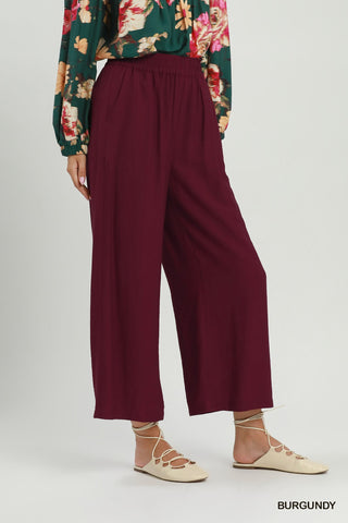 Take It Easy Wide-Leg Pants — Burgundy