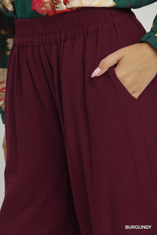 Take It Easy Wide-Leg Pants — Burgundy