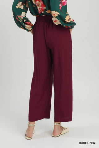 Take It Easy Wide-Leg Pants — Burgundy