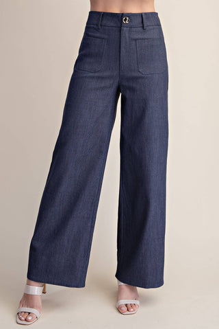 The Stacy Stretchy Wide Leg Jeans in Dark Denim