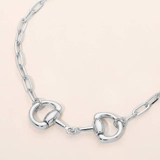Horsebit Link Accent Paperclip Chain Necklace