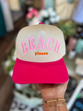 Beach Please Embroidered Trucker Hat