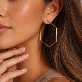 Hexagon Hoop Waterproof Earrings - 7151