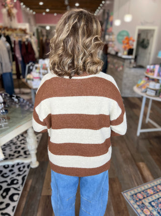 Brown Striped Knit Sweater