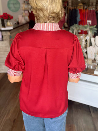 The Fine Line Top in Burgundy