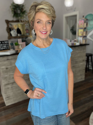 Cloud Blue Dolman Top with Pocket