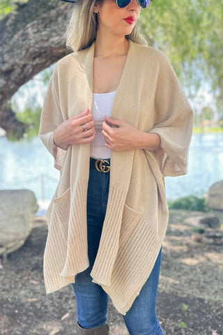 Beige Pocket Detail Knit Cardigan