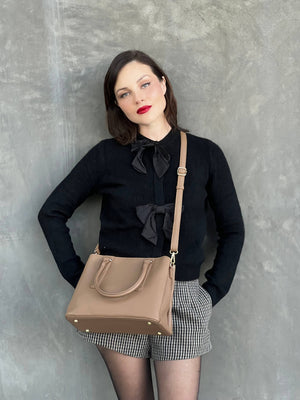 Noreen Satchel Bag with Whipstitch Detail