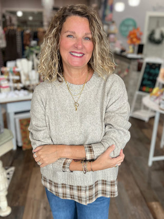 Perfectly Layered Plaid Sweater — Oatmeal